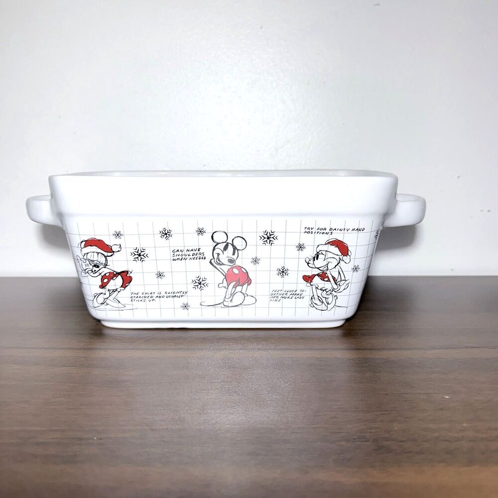 Disney Mickey Minnie Mouse Sketchbook Christmas Loaf Pan Bread 9X 5 X 4"